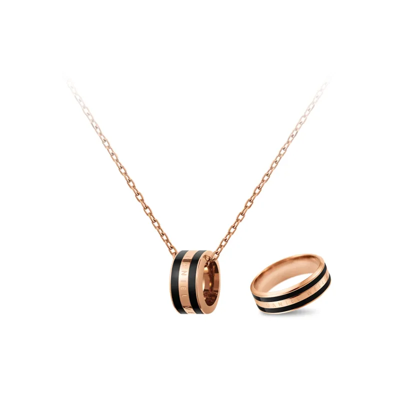 Daniel Wellington Alloy Necklaces Unisex Black Gold & Black Gold-1