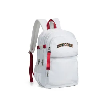 COWBONE Nylon Laptop Backpack Medium Size Unisex White Red