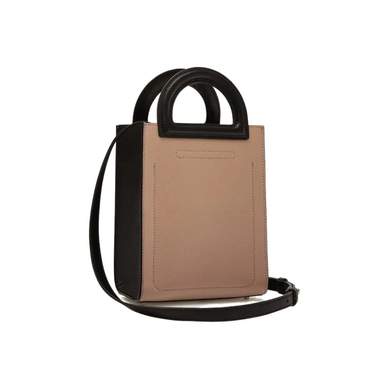 Furla Grained Leather Bucket Bag Handbag Shoulder Bag Crossbody Bag Mini Women's Black/Beige-2