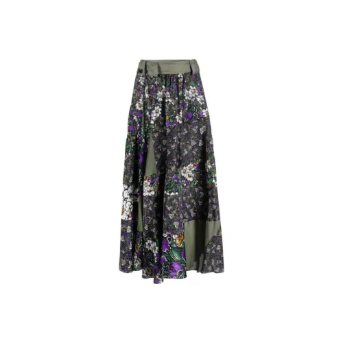 Sacai Floral-print Layered Midi Skirt