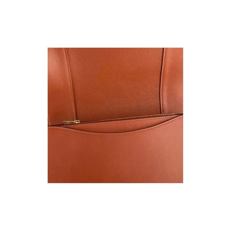CELINE Frame Smooth Calf Leather Shoulder Bag Crossbody Bag Medium Size Women's Brown/Light Blue-7