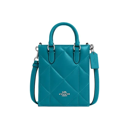 COACH N/S Leather Trunk Bag Tote Bag Shopping Bag Handbag Shoulder Bag Crossbody Bag Mini Women's Blue