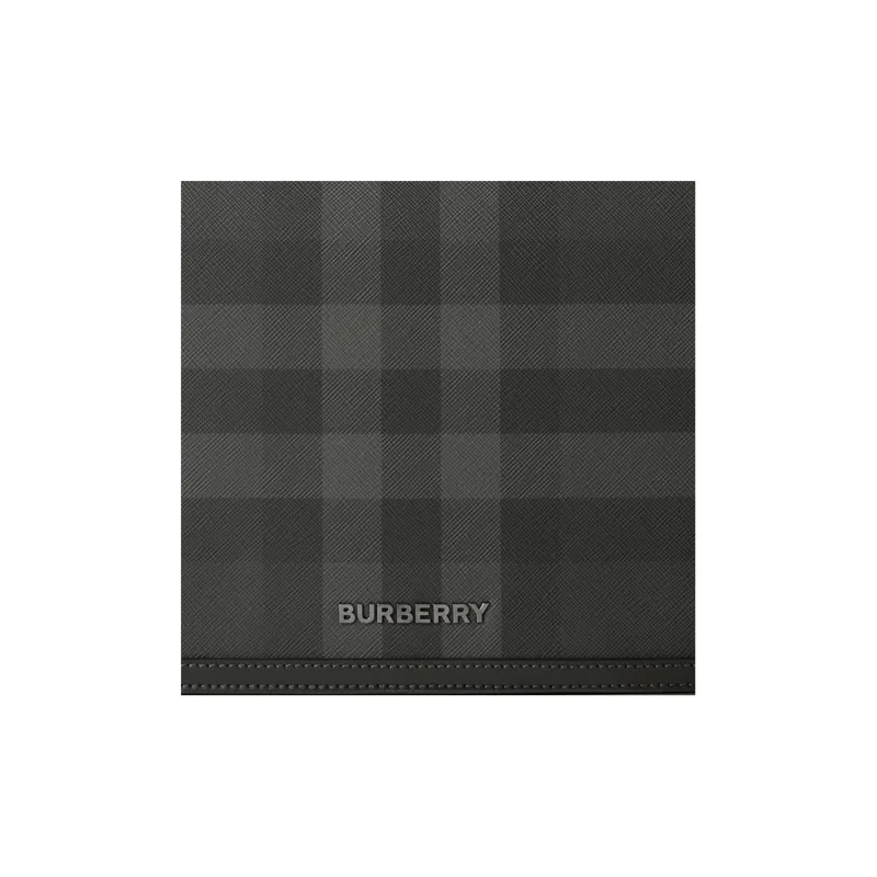 Burberry Calfskin Cotton Polyurethane Shoulder Bag Crossbody Bag Men's Charcoal Gray-4