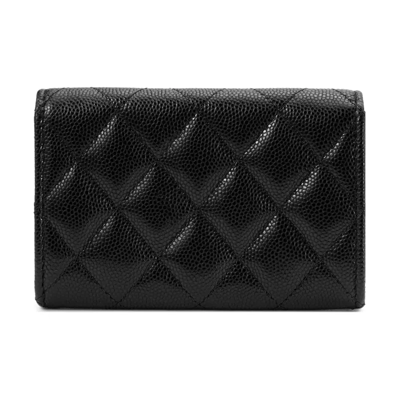 CHANEL Crystal Enamel Cc Logo Flap Card Holder Black AP3342-2