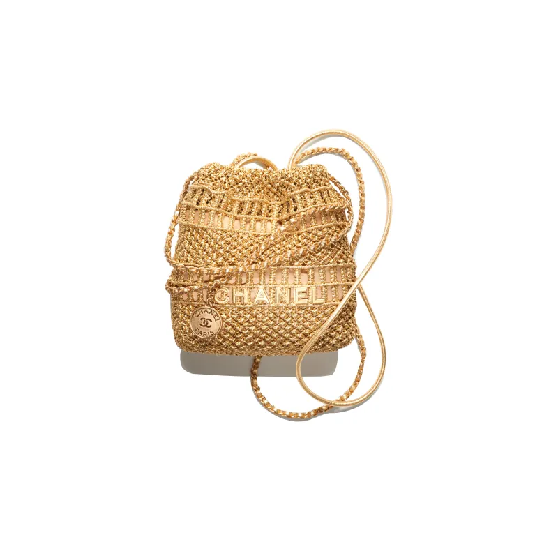 CHANEL 22Bag Calfskin Bucket Bag, Shoulder Bag, Crossbody Bag Mini Women's Gold-0