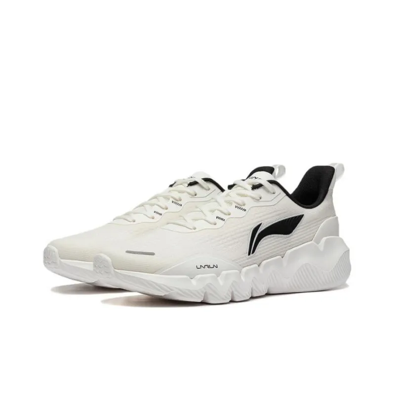 LiNing Spirituality Slip Resistant Breathable Cushioning Low Top Running Shoes Men's White Black-2