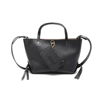 Chloe Cow Leather Tote Bag, Shopping Bag, Shoulder Bag, Handbag Trumpets Women's Black