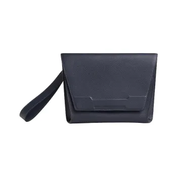 HERMES Evercolor Calfskin Handbags Clutches Regular Men's 2Z Bleu Nuit Midnight Blue