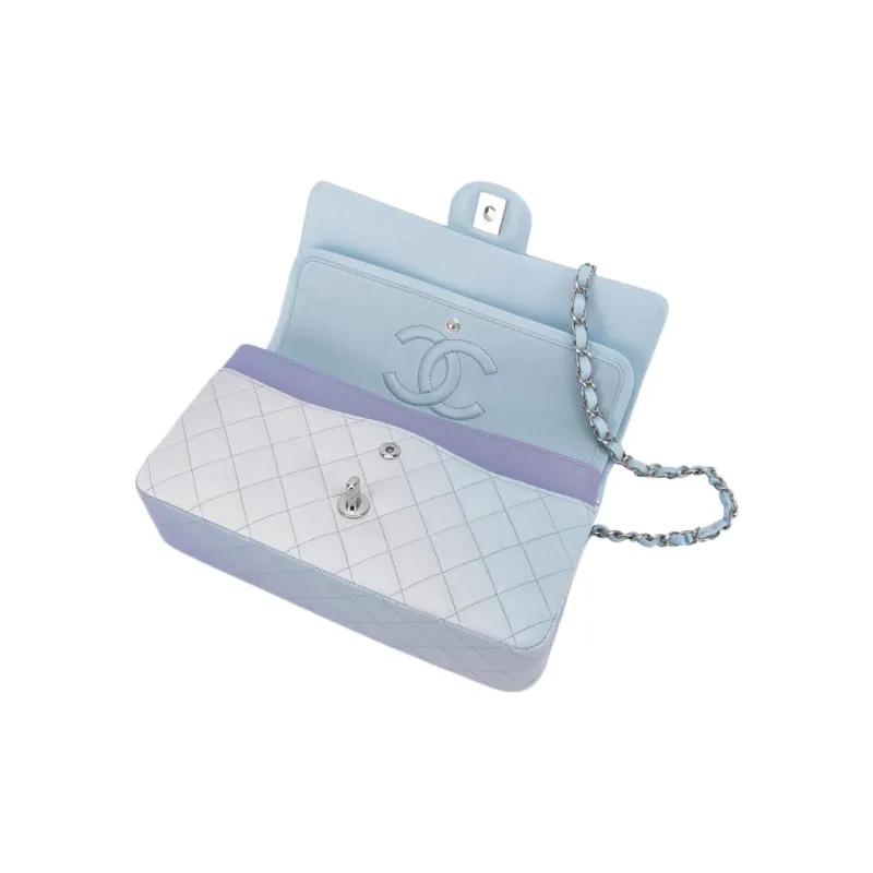 CHANEL Classic Flap CF Lambskin Shoulder Bag, Crossbody Bag Medium Size Women's Gradient Light Blue & Light Purple-3