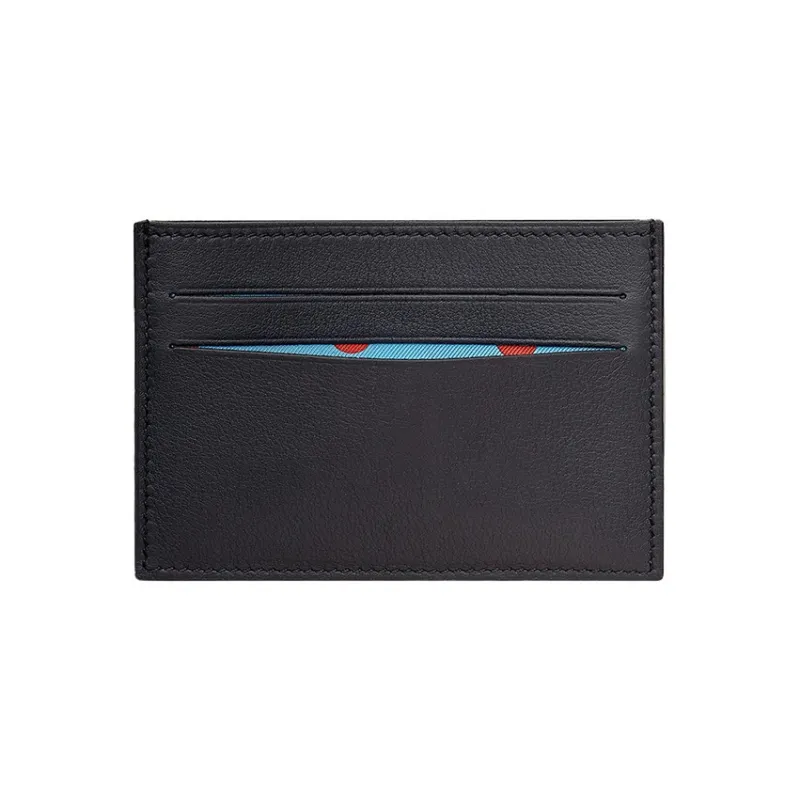 HERMES Citizen Twill Swift Calfskin Card Holder Men's Indigo/Sky Blue/Vermilion-0