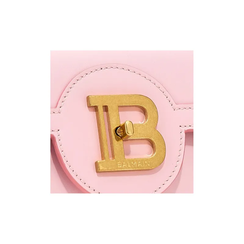 BALMAIN Cow Leather One Shoulder Crossbody Clutches Women's Pink-3