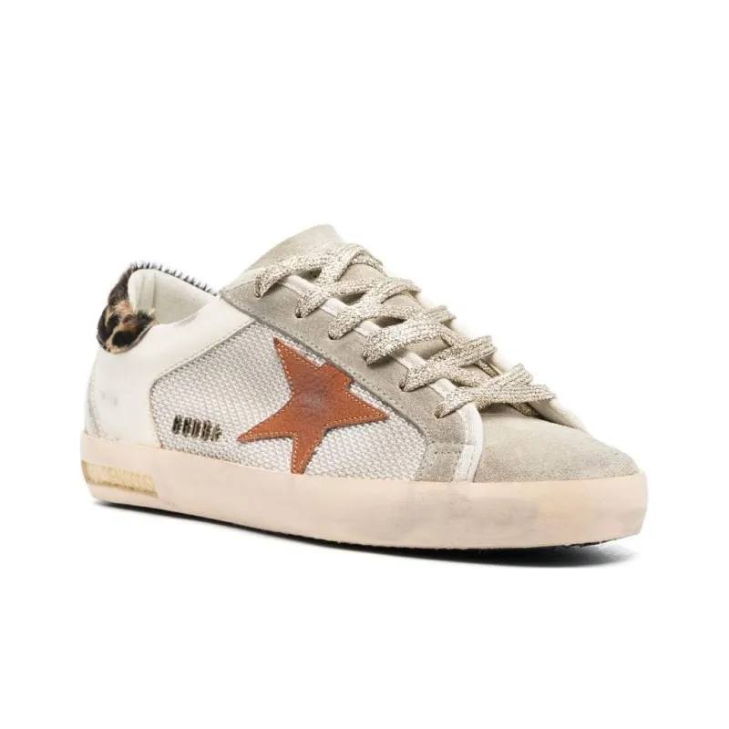 Golden Goose Super Star Stylish Skateboarding Shoes Women's Gray Orange Vintage Version-1