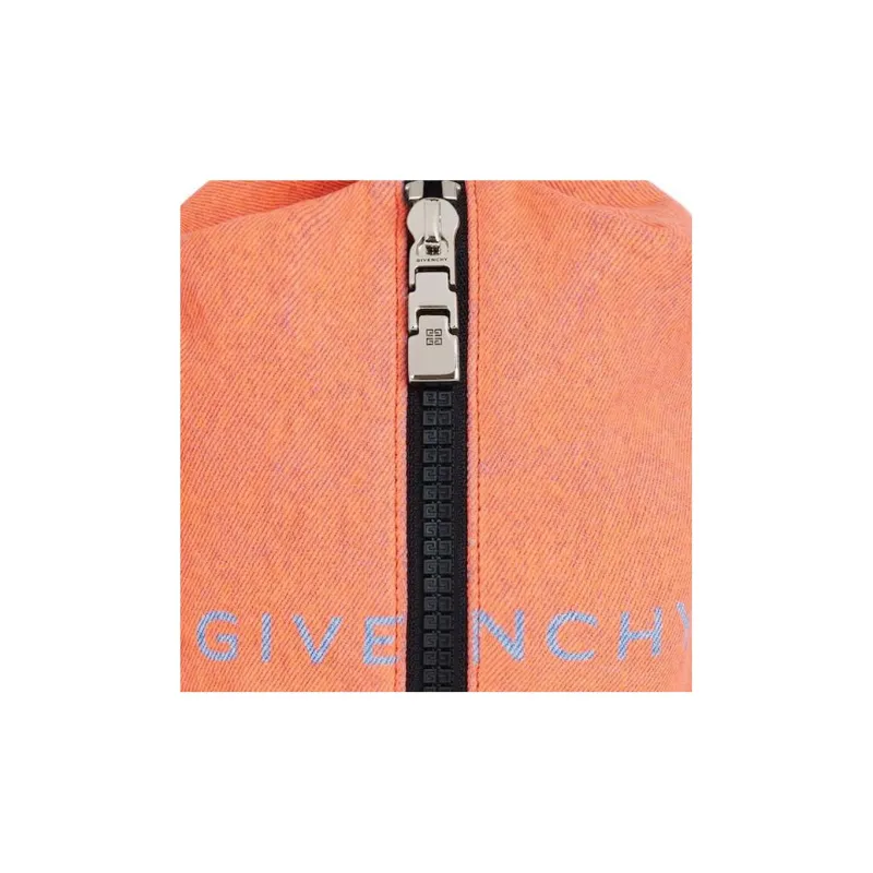 GIVENCHY G-Zip Spray Paint Denim With Cotton Sling Bags One Shoulder Crossbody Fanny Pack Men's Bright Orange-4