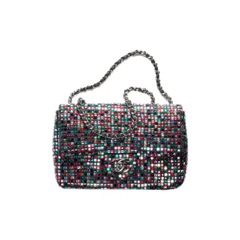 CHANEL Lambskin Crystal Flap Bag, Shoulder Bag, Crossbody Bag Mini Women's Multicolor