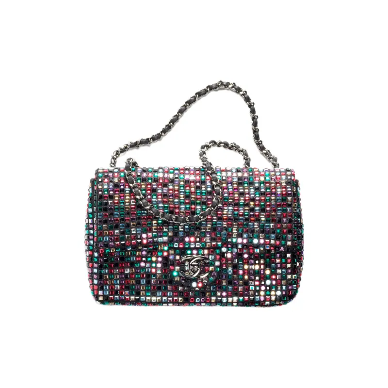 CHANEL Lambskin Crystal Flap Bag, Shoulder Bag, Crossbody Bag Mini Women's Multicolor-0