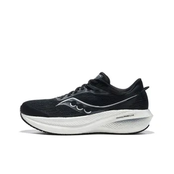 Saucony Triumph 21 Cushioned Wear Resistant Breathable Low Top Marathon Running Shoes Men's Black White