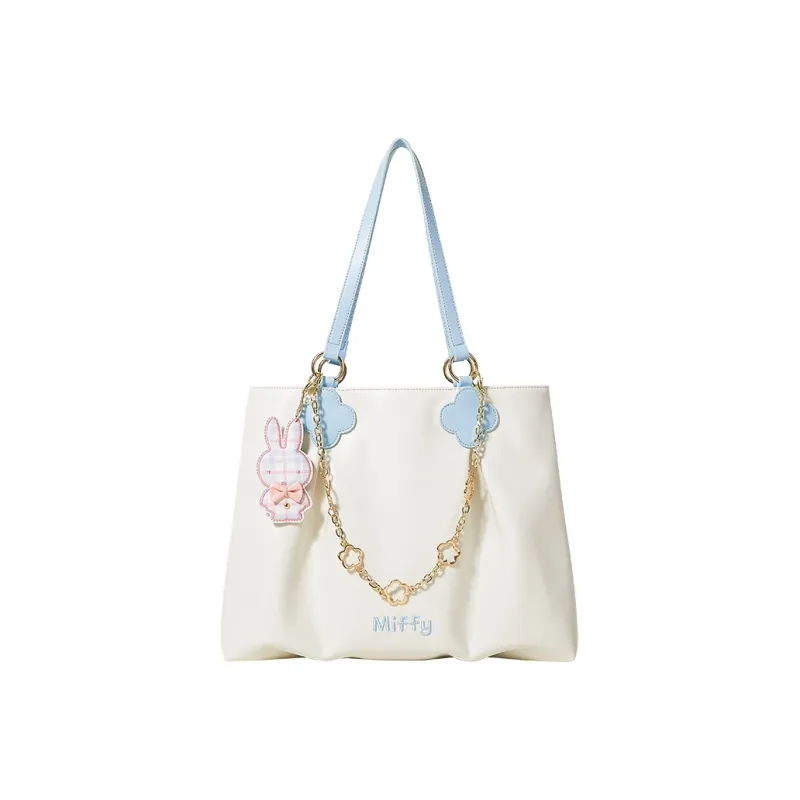 Miffy PU Tote Bag, Shopping Bag, Women's Bag, Shoulder Bag Women's White Blue/White-0