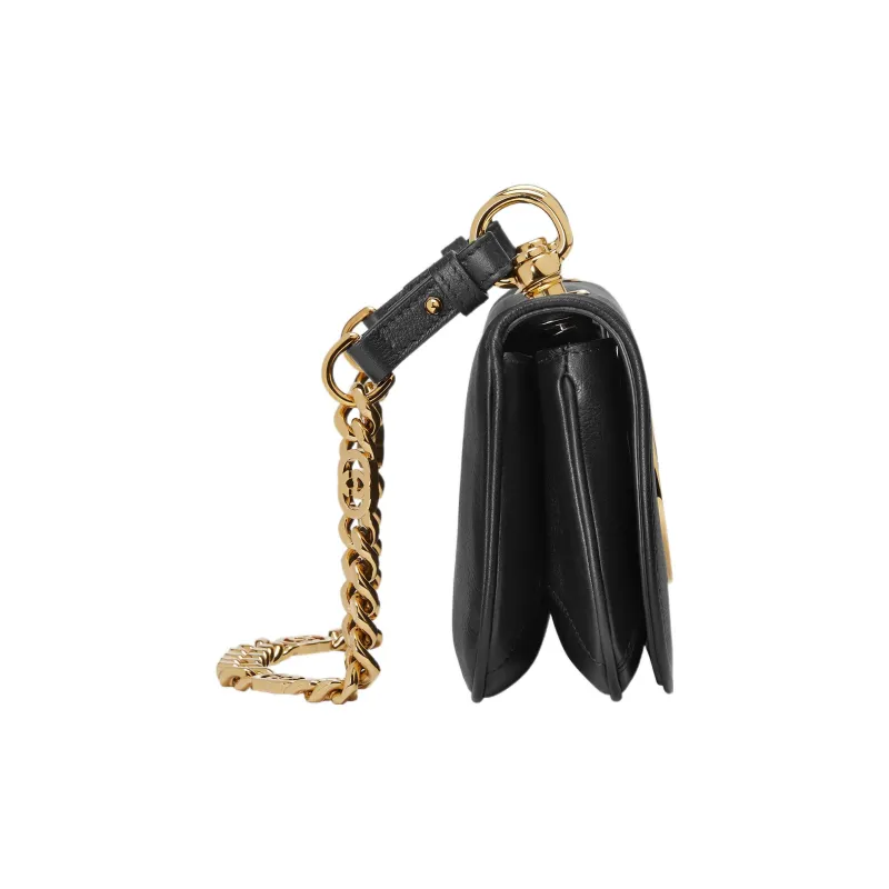 GUCCI Blondie Leather Shoulder Bag Crossbody Bag Mini Women's Black-5