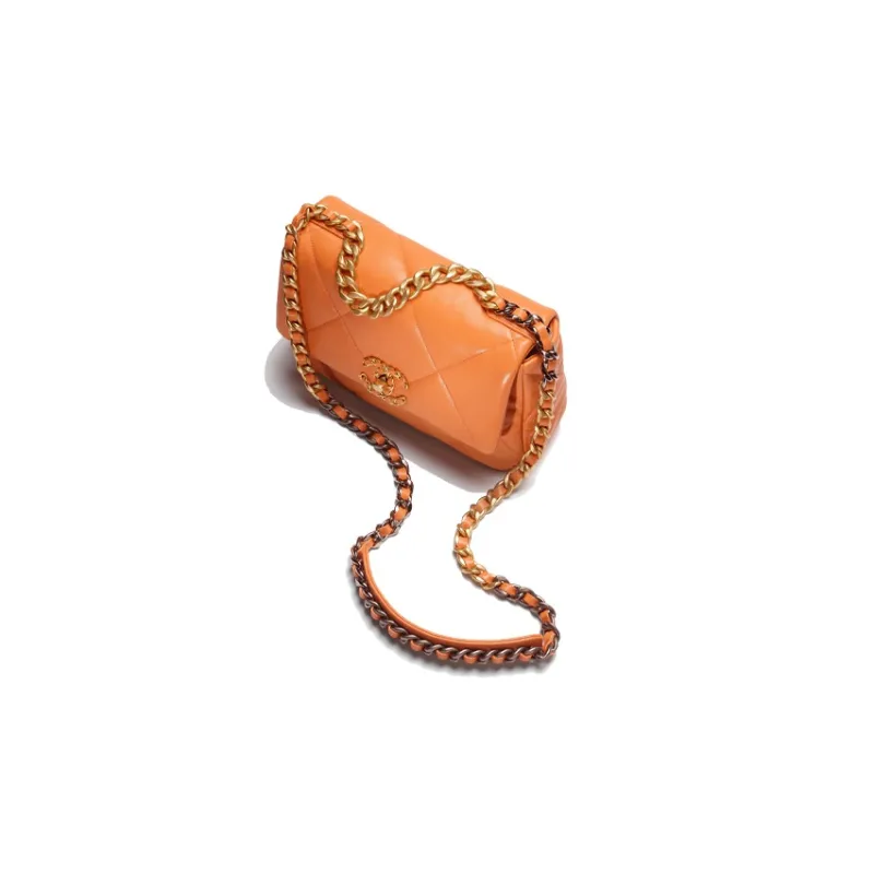 CHANEL 19Bag Lambskin Shoulder Bag, Crossbody Bag Trumpets Women's Orange-2