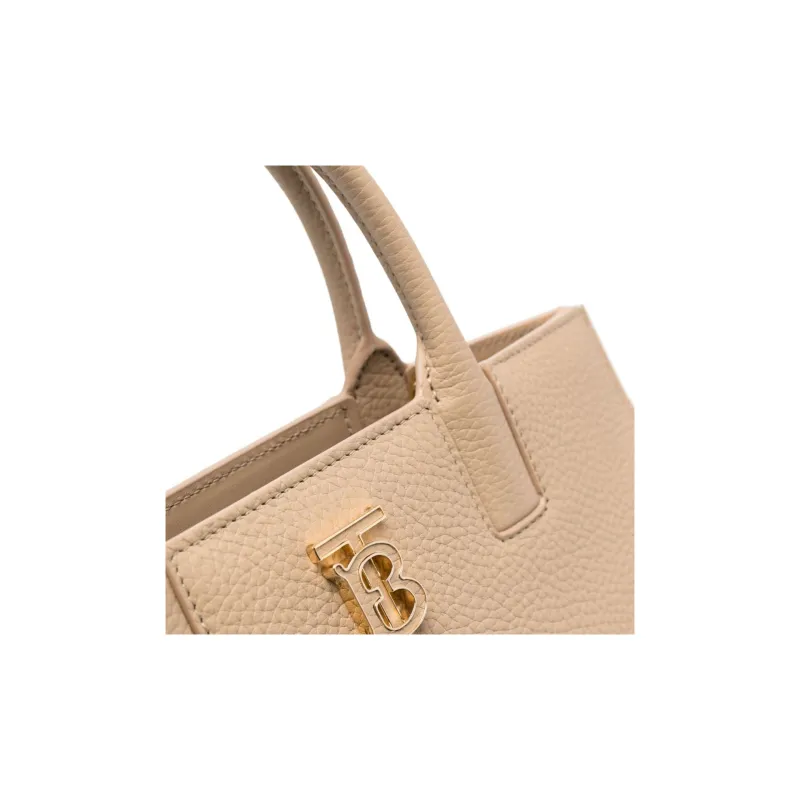Burberry Frances Grained Calfskin Tote Bag Shopping Bag Handbag Mini Women's Beige-2