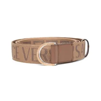 VERSACE Letter Logo Smooth Buckle Leather Belts Men's Brown Width: 3.5cm