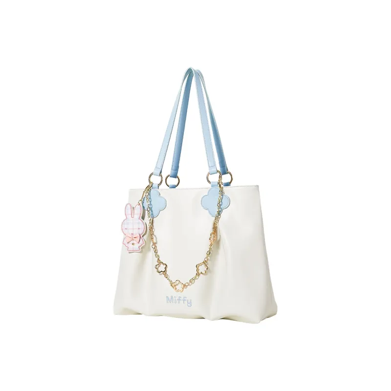 Miffy PU Tote Bag, Shopping Bag, Women's Bag, Shoulder Bag Women's White Blue/White-1