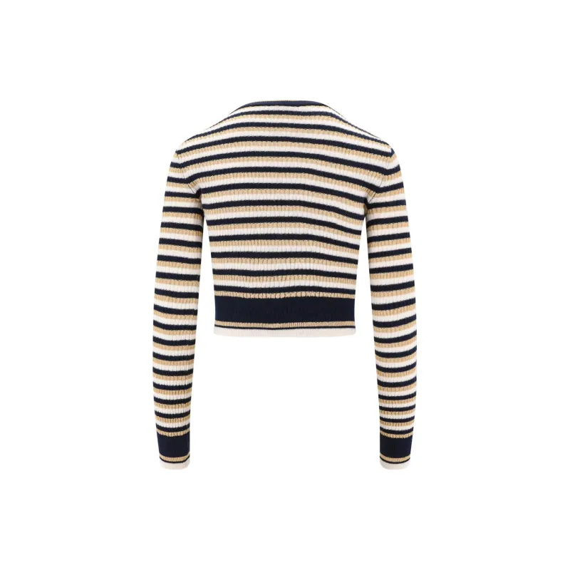Valentino Striped Long-Sleeved Cropped Jumper-1