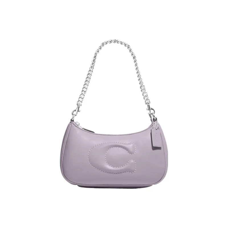 COACH Teri Leather Shoulder Bag, Handbag, Shoulder Bag Women's Taro Purple-0