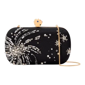 GUCCI Cloud Pattern Fabric One Shoulder Crossbody Clutches Women's Black