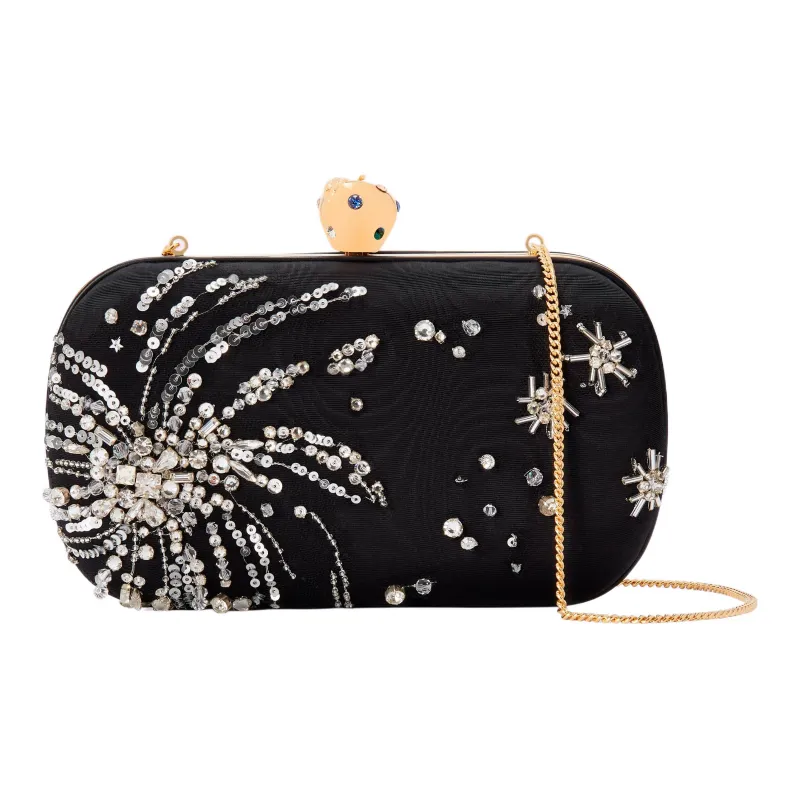 GUCCI Cloud Pattern Fabric One Shoulder Crossbody Clutches Women's Black-0