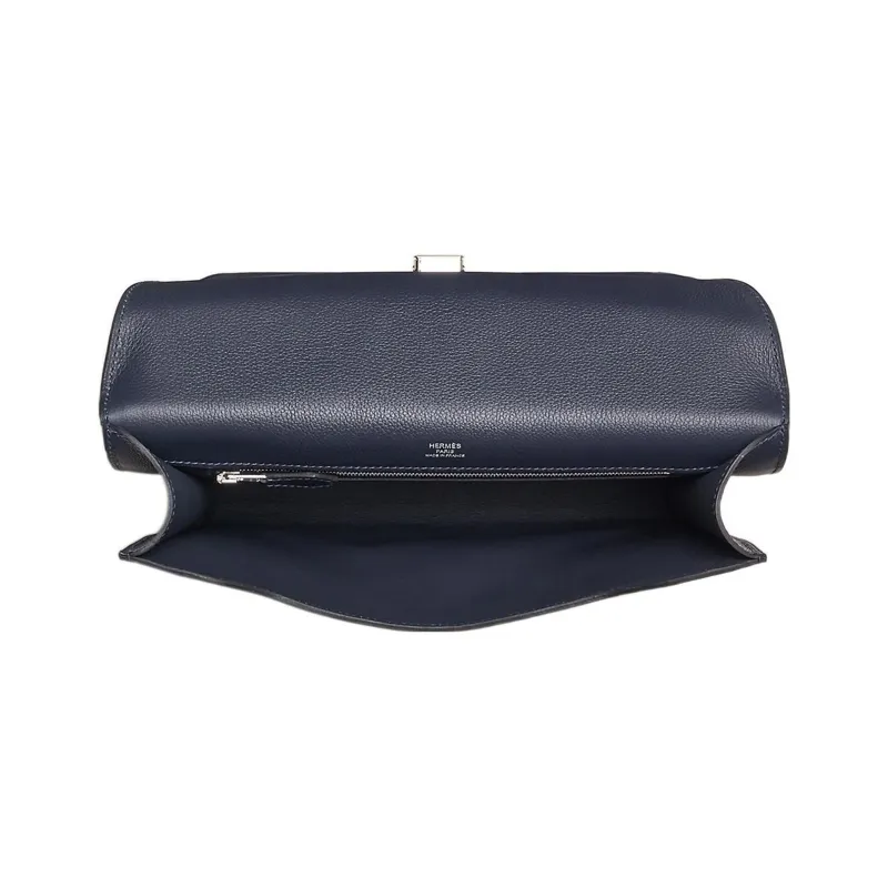 HERMES Evercolor Calfskin Handbags Clutches Regular Men's 2Z Bleu Nuit Midnight Blue-3