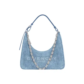 Givenchy Bag Small Moon Cut Out In Washed Denim With Chain Medium Blue