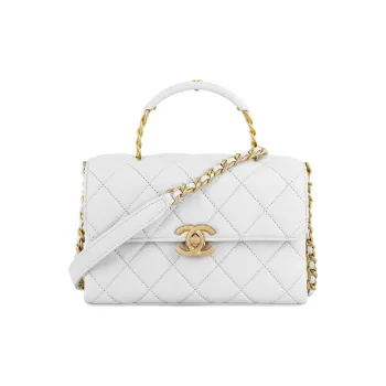 CHANEL Grain Embossed Cow Leather Handbag, Shoulder Bag, Crossbody Bag Mini Women's Blue Gray