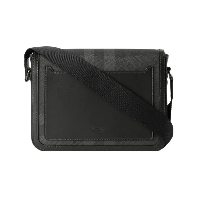 Burberry Calfskin Cotton Polyurethane Shoulder Bag Crossbody Bag Men's Charcoal Gray-2