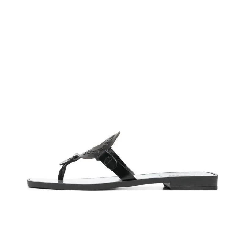 KARL LAGERFELD Logo-patch Leather Flat Slides-0