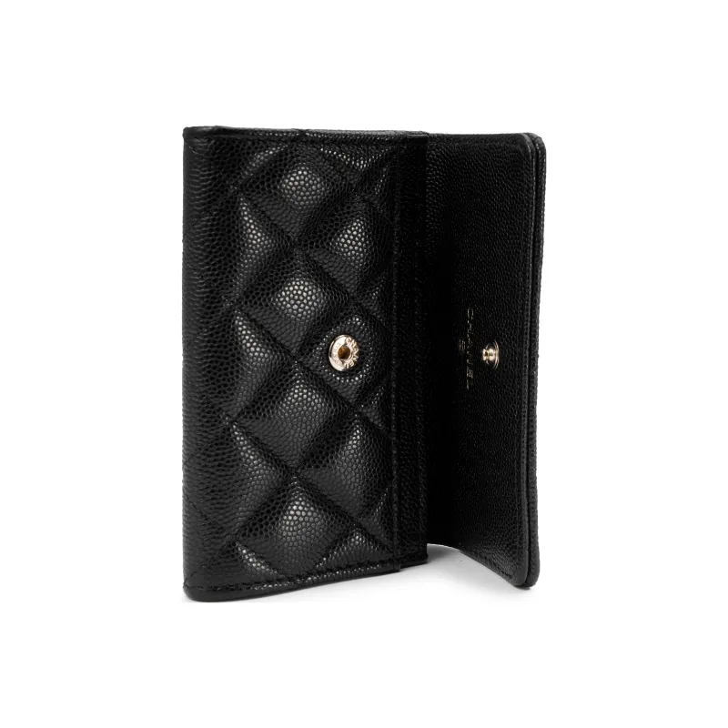 CHANEL Crystal Enamel Cc Logo Flap Card Holder Black AP3342-4
