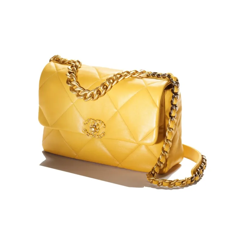 CHANEL 19Bag Lambskin Shoulder Bag, Crossbody Bag Tubas Women's Yellow-1