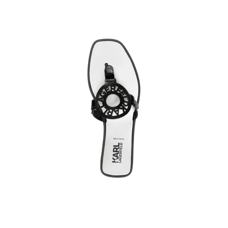 KARL LAGERFELD Logo-patch Leather Flat Slides-3