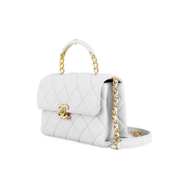 CHANEL Grain Embossed Cow Leather Handbag, Shoulder Bag, Crossbody Bag Mini Women's Blue Gray-1