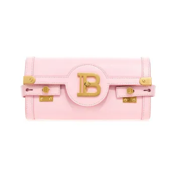 BALMAIN Cow Leather One Shoulder Crossbody Clutches Women's Pink