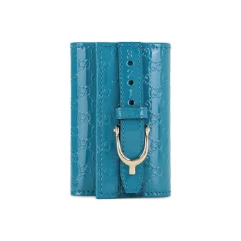 GUCCI Patent Leather Key Pouch Women's Blue