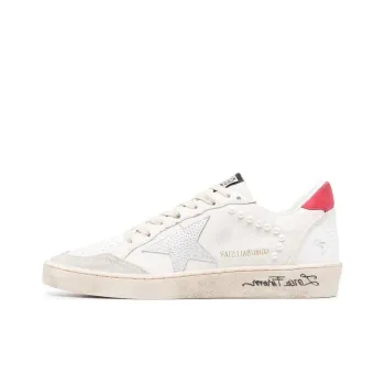 Golden Goose Ball Star Stylish Skateboarding Shoes Women's White Red Vintage Version