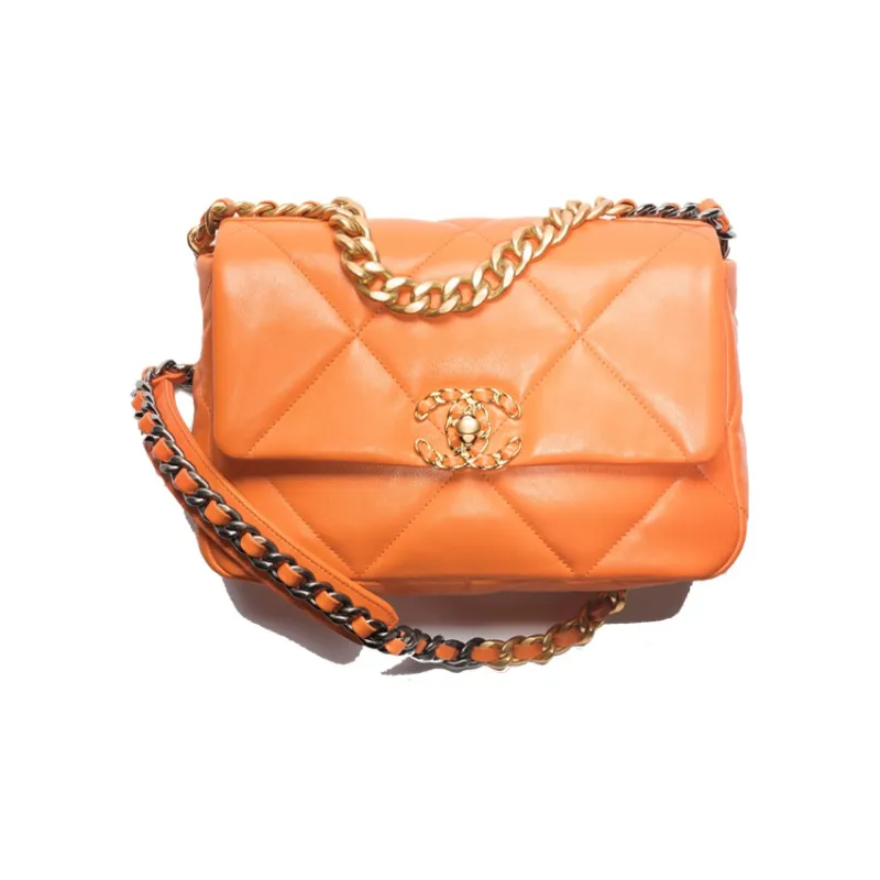 CHANEL 19Bag Lambskin Shoulder Bag, Crossbody Bag Trumpets Women's Orange-0