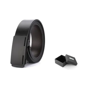 XXOFF Minimalist Style Dark Metal No Tooth Automatic Buckle PU Leather Belts Men's Gothic Black