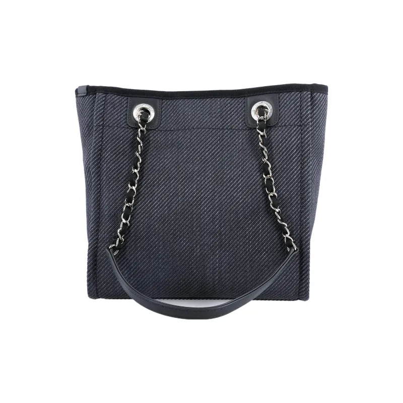 CHANEL Canvas Bag, Beach Bag, Handbag, Shoulder Bag Women's Black-2