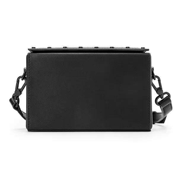GUDI Microfiber Synthetic Leather Box Bag Small Square Bag Shoulder Bag Regular Unisex Black-1