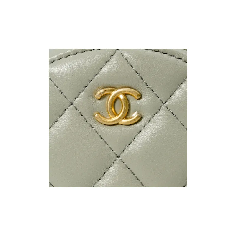 CHANEL Sheepskin Round Bag, Crossbody Bag, Shoulder Bag Women's Gray-3