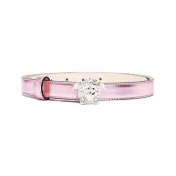 VERSACE Pattern Decorative Smooth Buckle Leather Belts Women's Pink