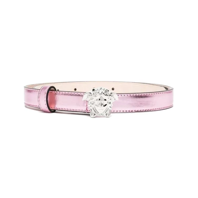 VERSACE Pattern Decorative Smooth Buckle Leather Belts Women's Pink-0