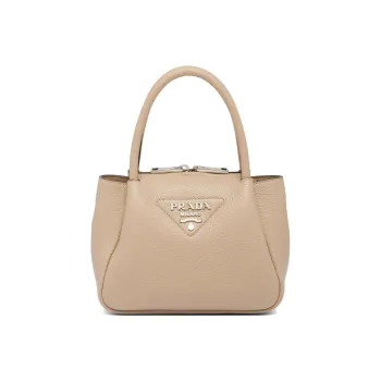 PRADA Leather Shoulder Bag Crossbody Bag Handbag Mini Women's Elephant Grey/sand Beige